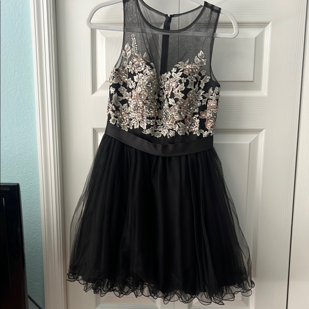Elegant Black Floral Kids Dress